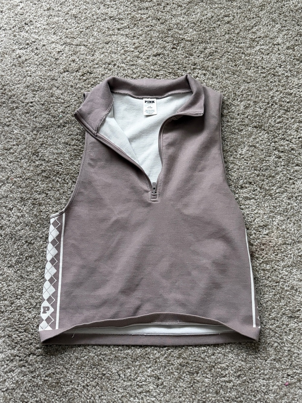 PINK Victoria's Secret Dusty Mauve Sleeveless Zip-Front Tank